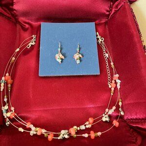 Soft Colorful 3 layers Cable Necklace and Earring Giftset